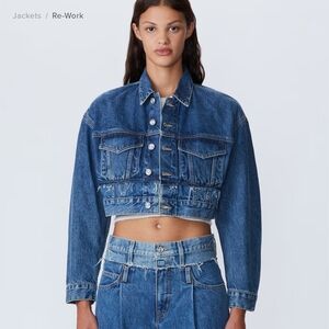 SLVRLAKE Re-work Cropped Trucker Denim Jean Jacket Medium